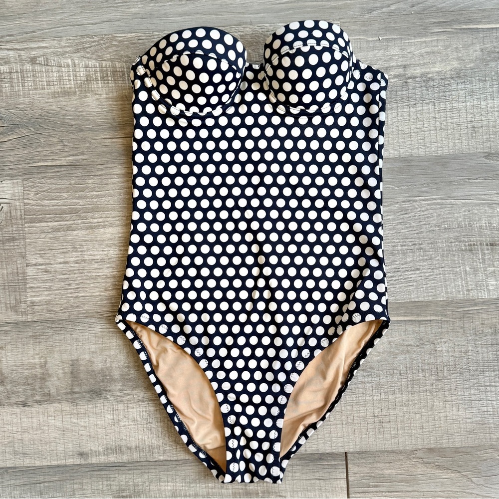 J. Crew Navy and White Polka Dot Swimsuit (size 2) - Picture 9 of 13